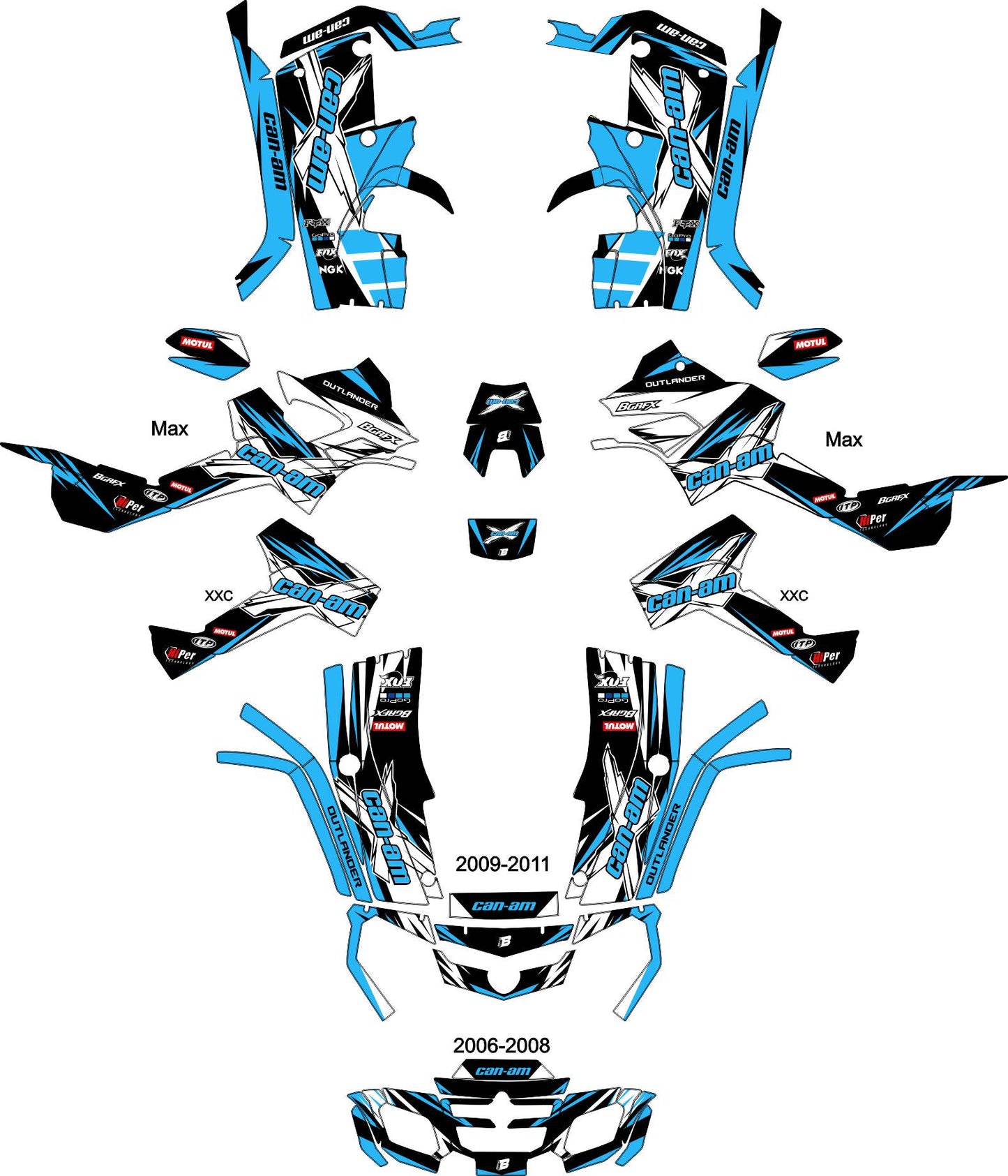 CAN-AM OUTLANDER G1 FULL GRAPHICS KIT "ACTION BLUE" DESIGN