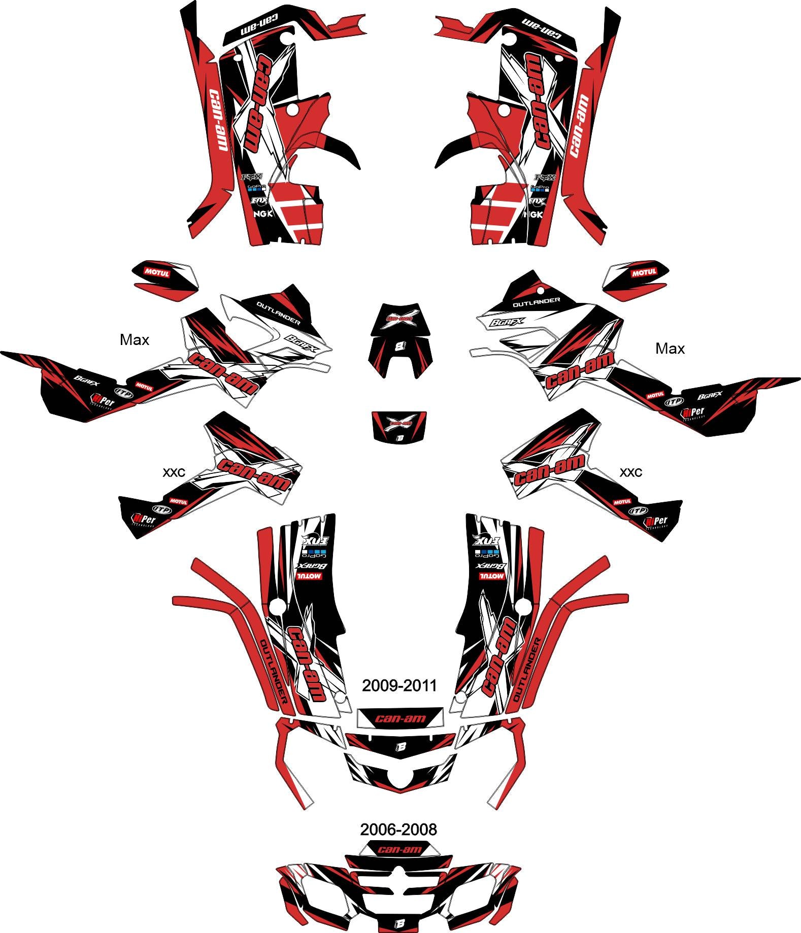 Red Graphix CAN-AM OUTLANDER G1 FULL GRAPHICS KIT