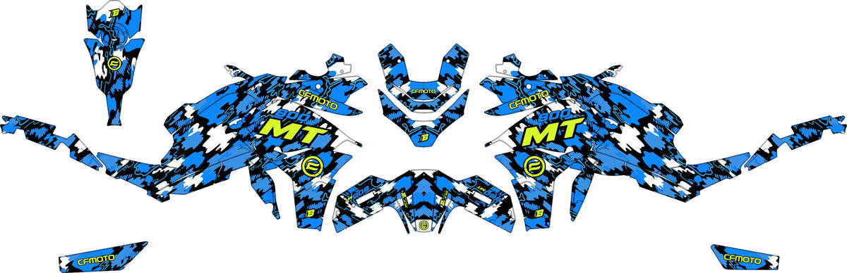 CF MOTO 800 MT from 2022 FULL GRAPHICS KIT ''CAMO V1 BLUE'' DESIGN