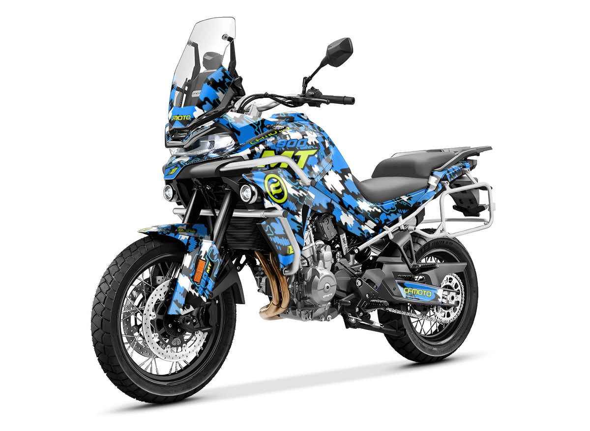 CF MOTO 800 MT from 2022 FULL GRAPHICS KIT ''CAMO V1 BLUE'' DESIGN