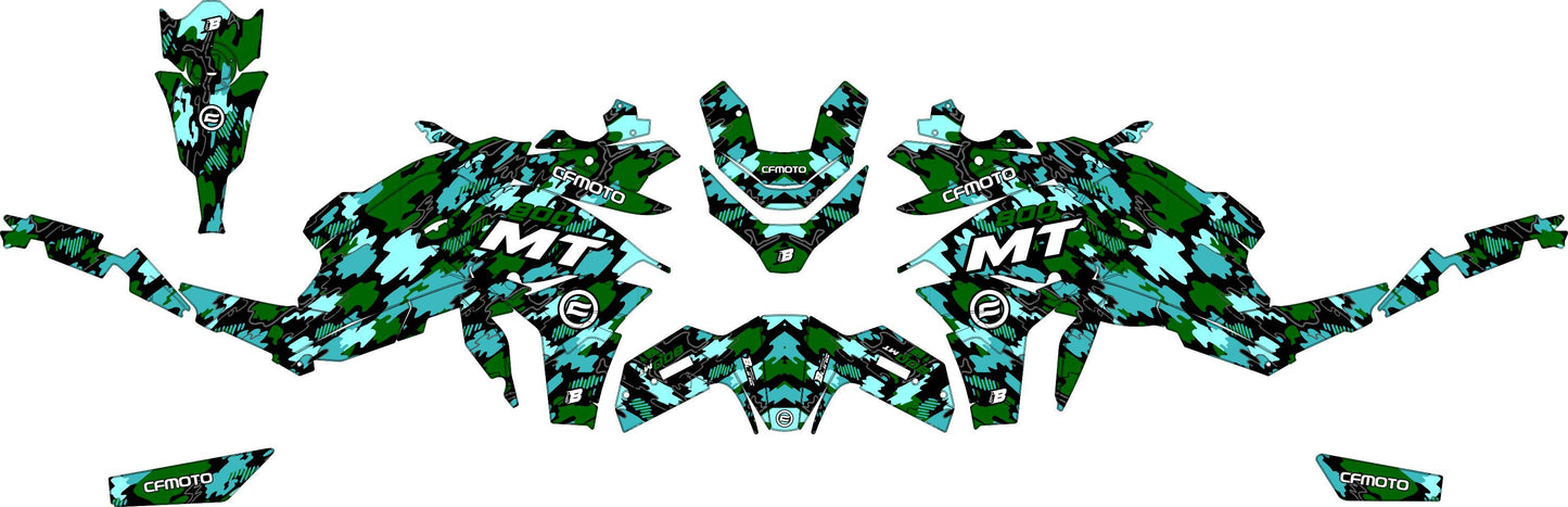 CF MOTO 800 MT from 2022 FULL GRAPHICS KIT ''CAMO V1 GREEN'' DESIGN