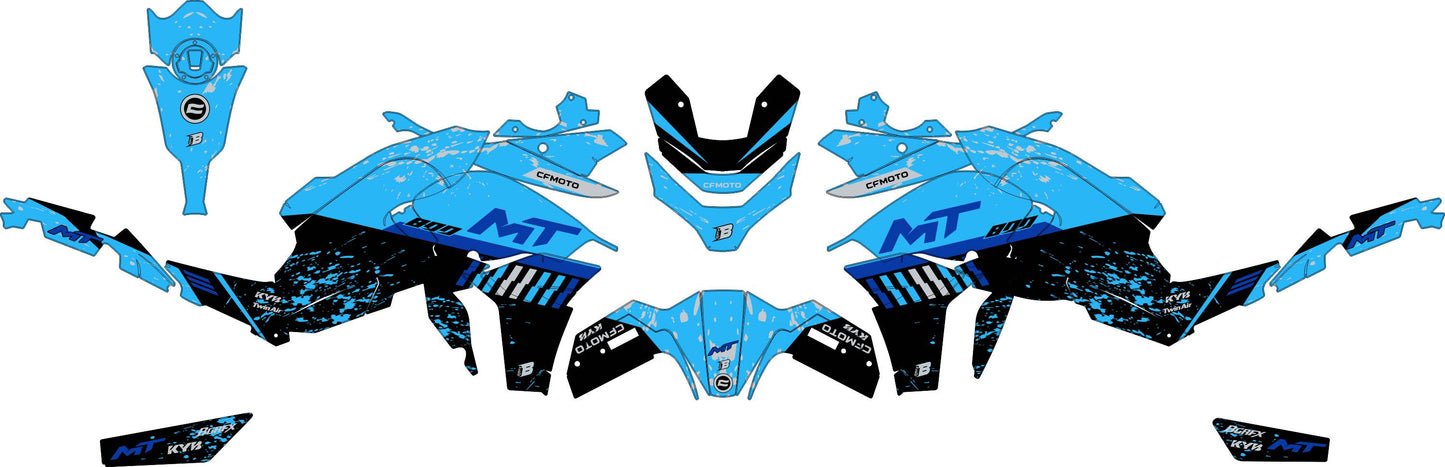 CF MOTO 800 MT from 2022 FULL GRAPHICS KIT ''DIRTED BLUE'' DESIGN