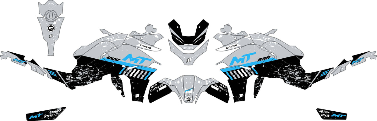 CF MOTO 800 MT from 2022 FULL GRAPHICS KIT ''DIRTED GREY'' DESIGN