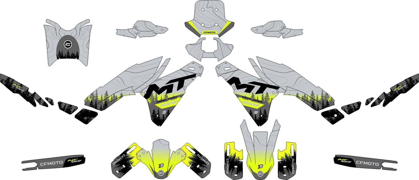 CF MOTO MT450 FULL GRAPHICS KIT ''ADVENTURE LIME'' DESIGN