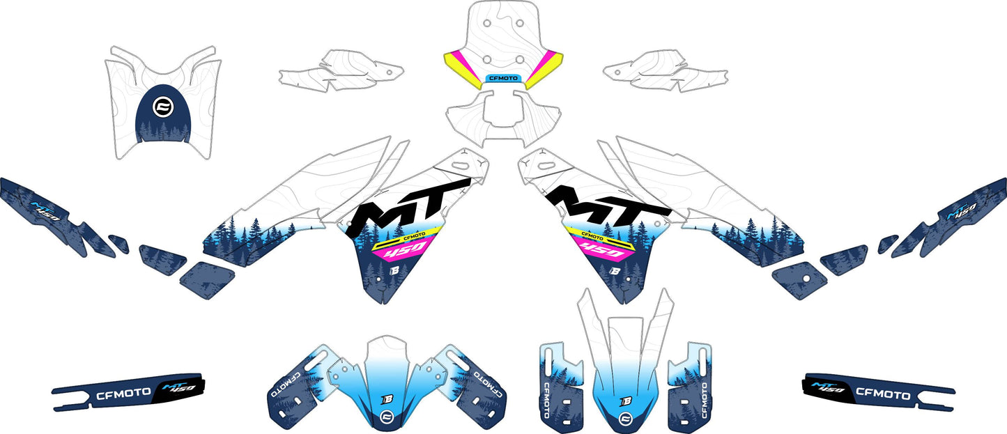 CF MOTO MT450 FULL GRAPHICS KIT ''ADVENTURE WHITE'' DESIGN