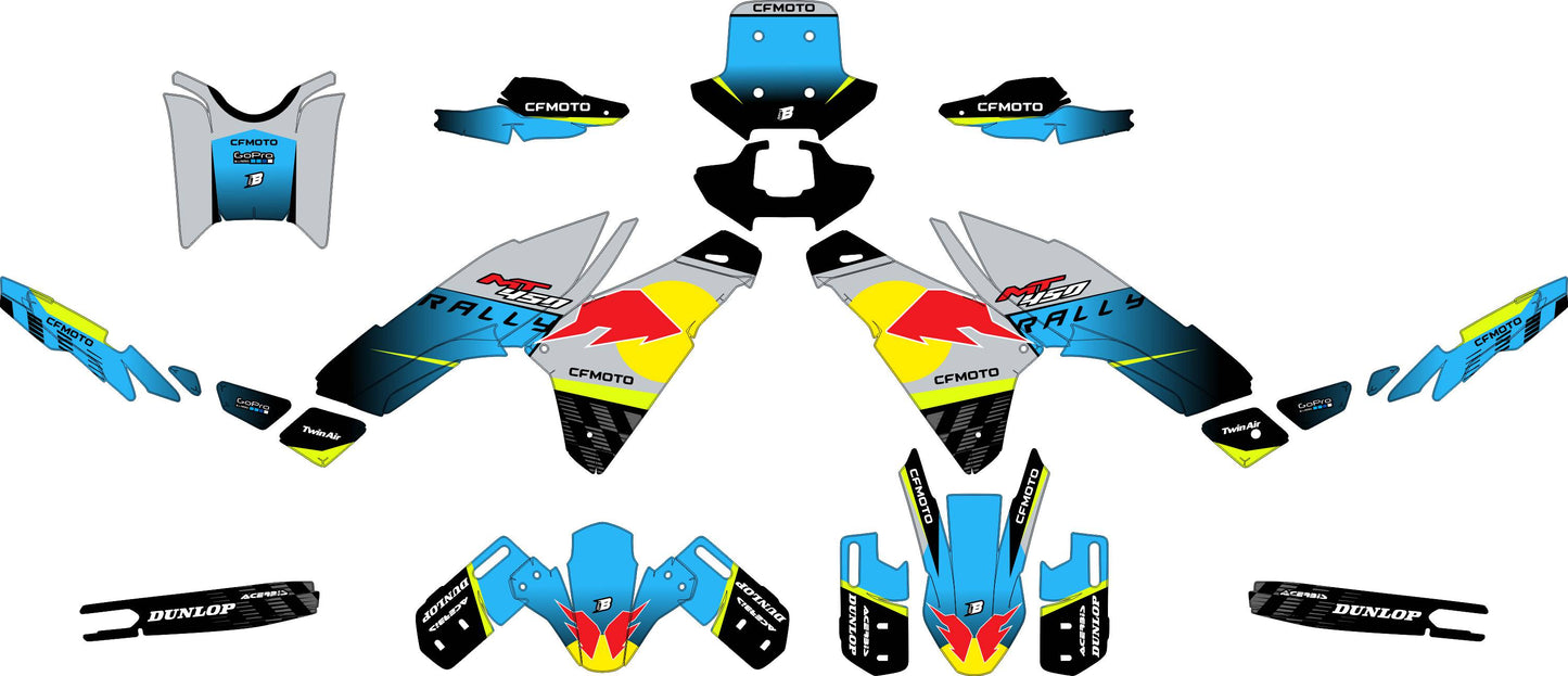 CF MOTO MT450 FULL GRAPHICS KIT ''FACTORED BLUE'' DESIGN