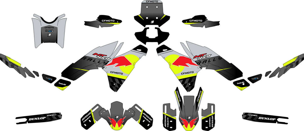 CF MOTO MT450 FULL GRAPHICS KIT ''FACTORED GREY'' DESIGN