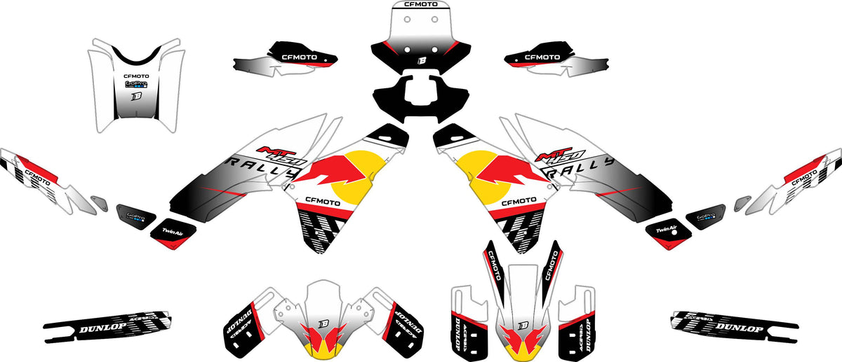 CF MOTO MT450 FULL GRAPHICS KIT ''FACTORED WHITE'' DESIGN