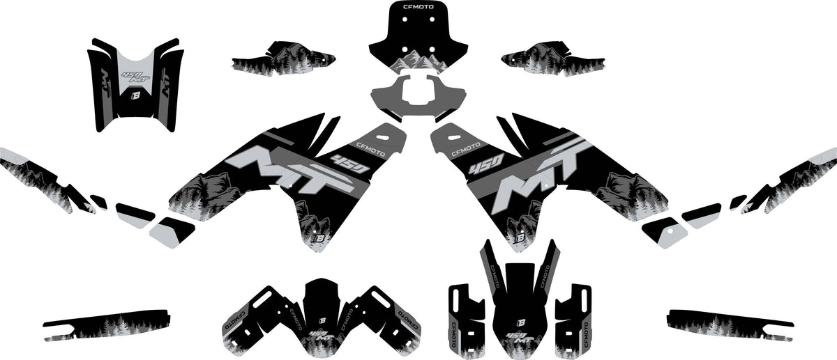 CF MOTO MT450 FULL GRAPHICS KIT ''MOUNTAIN GREY'' DESIGN