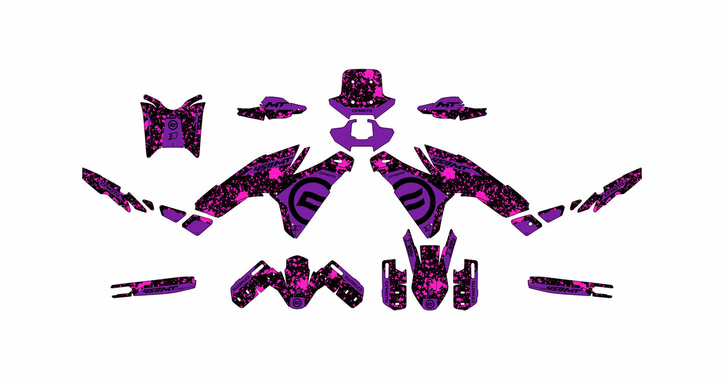 CF MOTO MT450 FULL GRAPHICS KIT ''SPLASHED PINK'' DESIGN