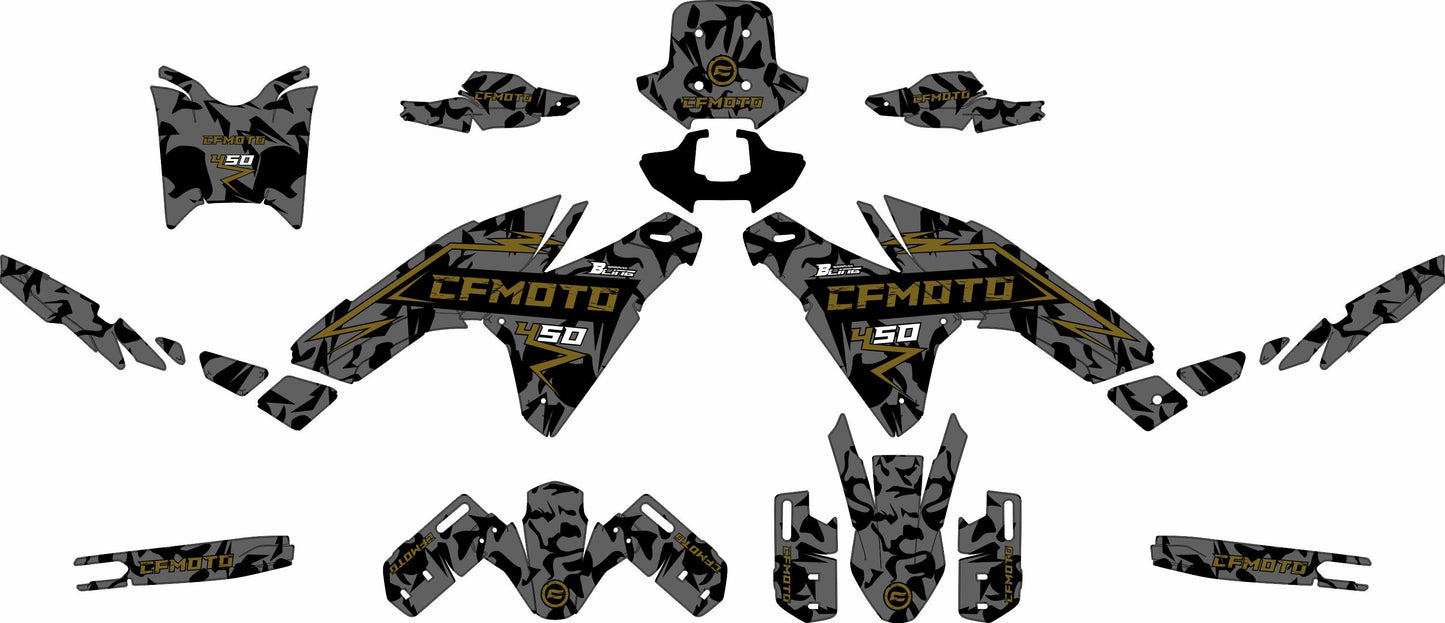 CF MOTO MT450 FULL GRAPHICS KIT ''CHAOS V1 BRONZE'' DESIGN