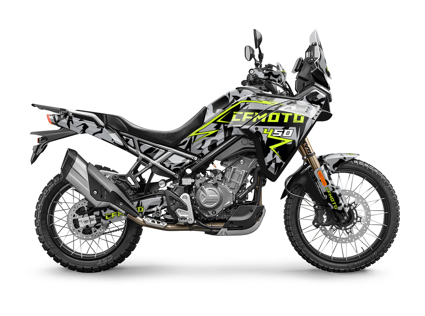 CF MOTO MT450 FULL GRAPHICS KIT ''CHAOS V1 LIME'' DESIGN
