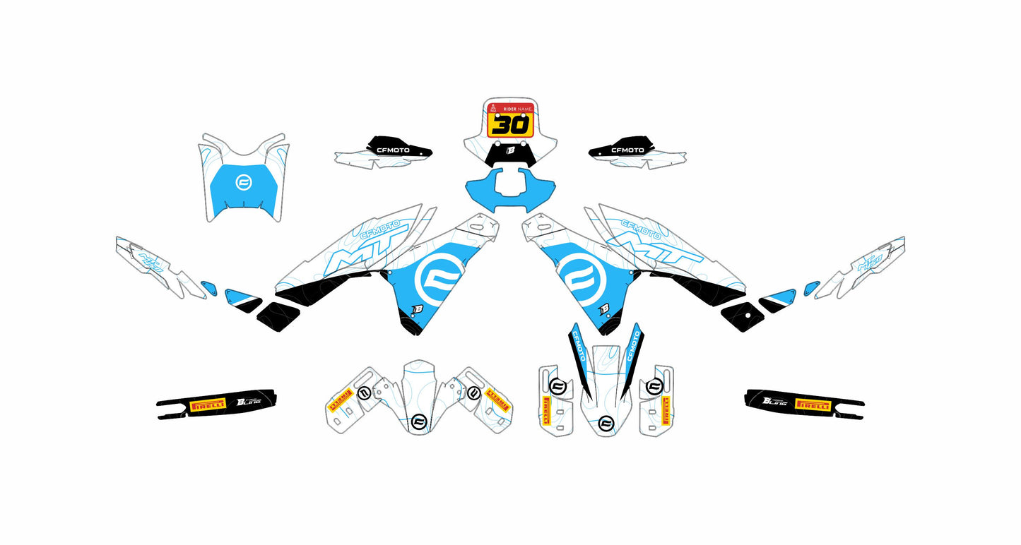 CF MOTO MT450 FULL GRAPHICS KIT ''TOPOGRAPH WHITE'' DESIGN