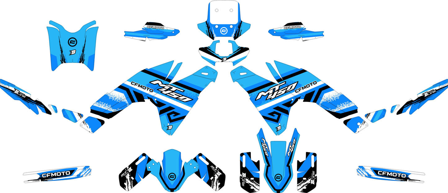 CF MOTO MT450 FULL GRAPHICS KIT ''TRANCED BLUE'' DESIGN