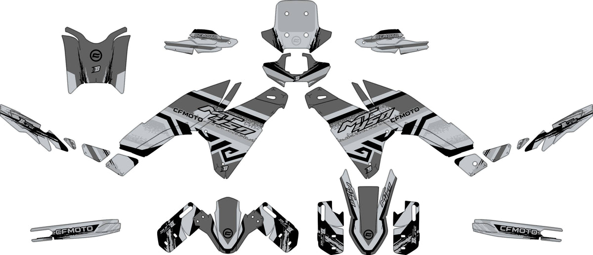 CF MOTO MT450 FULL GRAPHICS KIT ''TRANCED GREY'' DESIGN