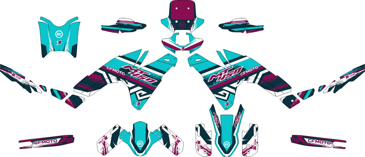 CF MOTO MT450 FULL GRAPHICS KIT ''TRANCED MINT'' DESIGN