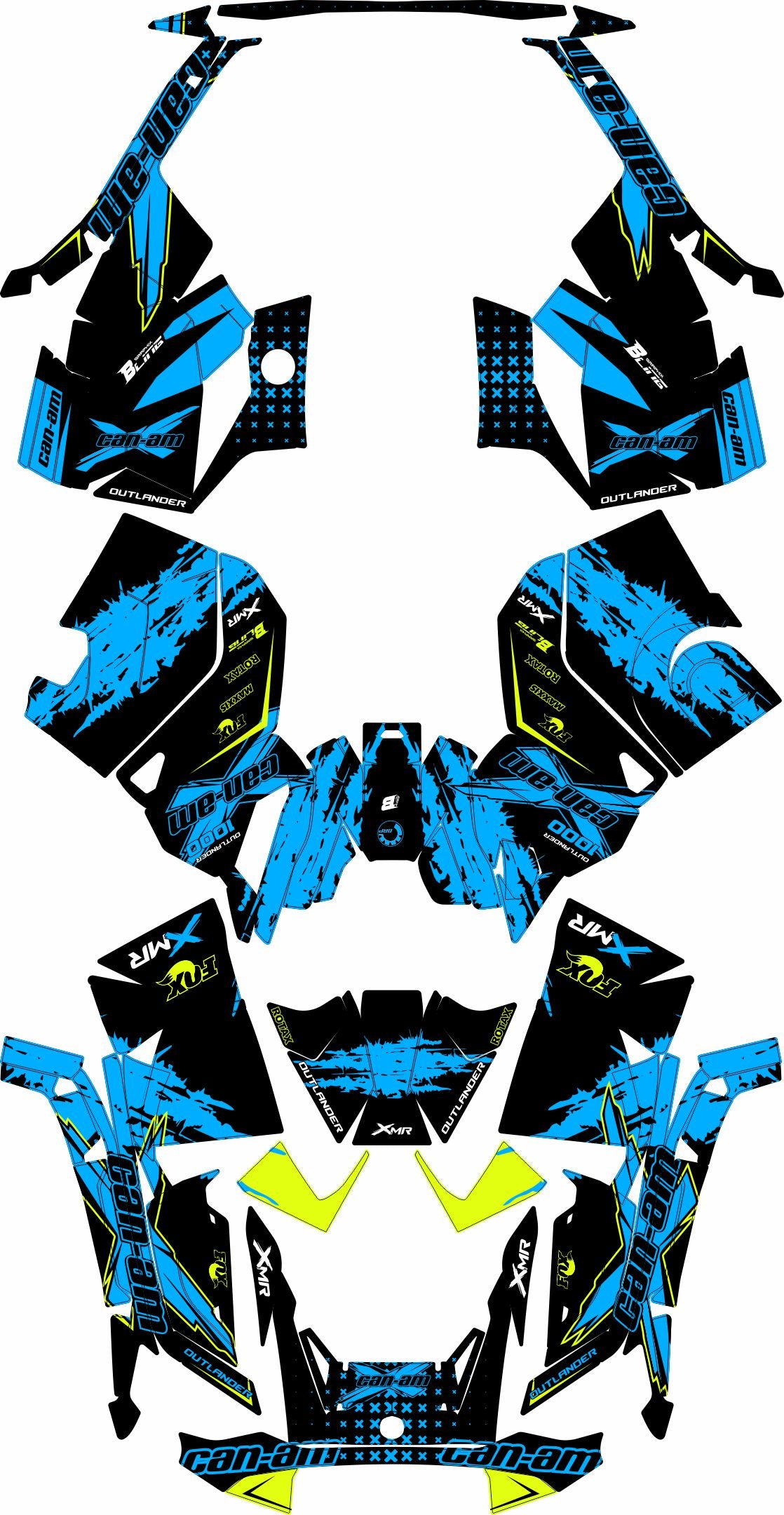 CAN-AM OUTLANDER G3 2025-2027 FULL GRAPHICS KIT "PHASE-X BLUE" DESIGN
