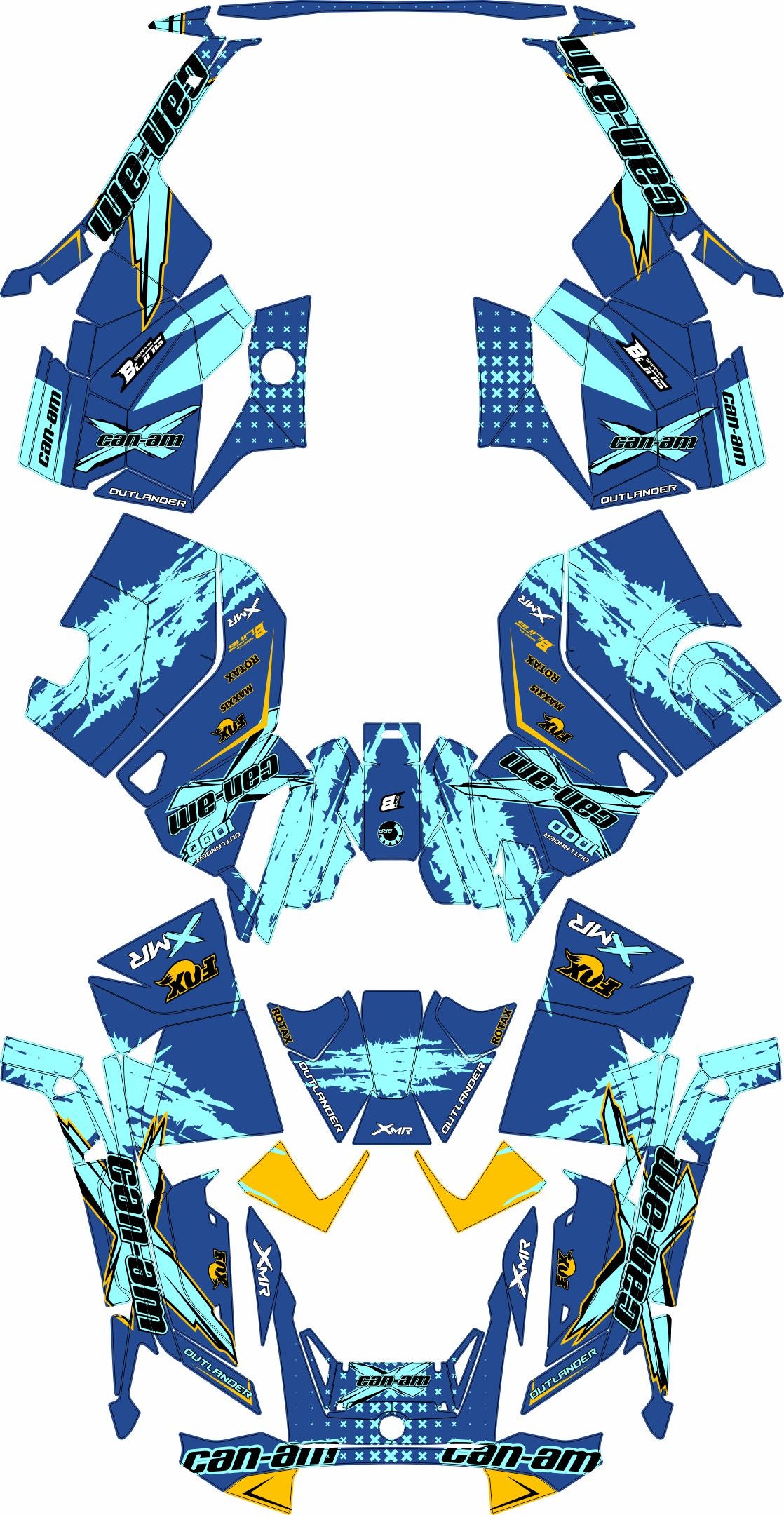 CAN-AM OUTLANDER G3 2025-2027 FULL GRAPHICS KIT "PHASE-X ICE BLUE" DESIGN