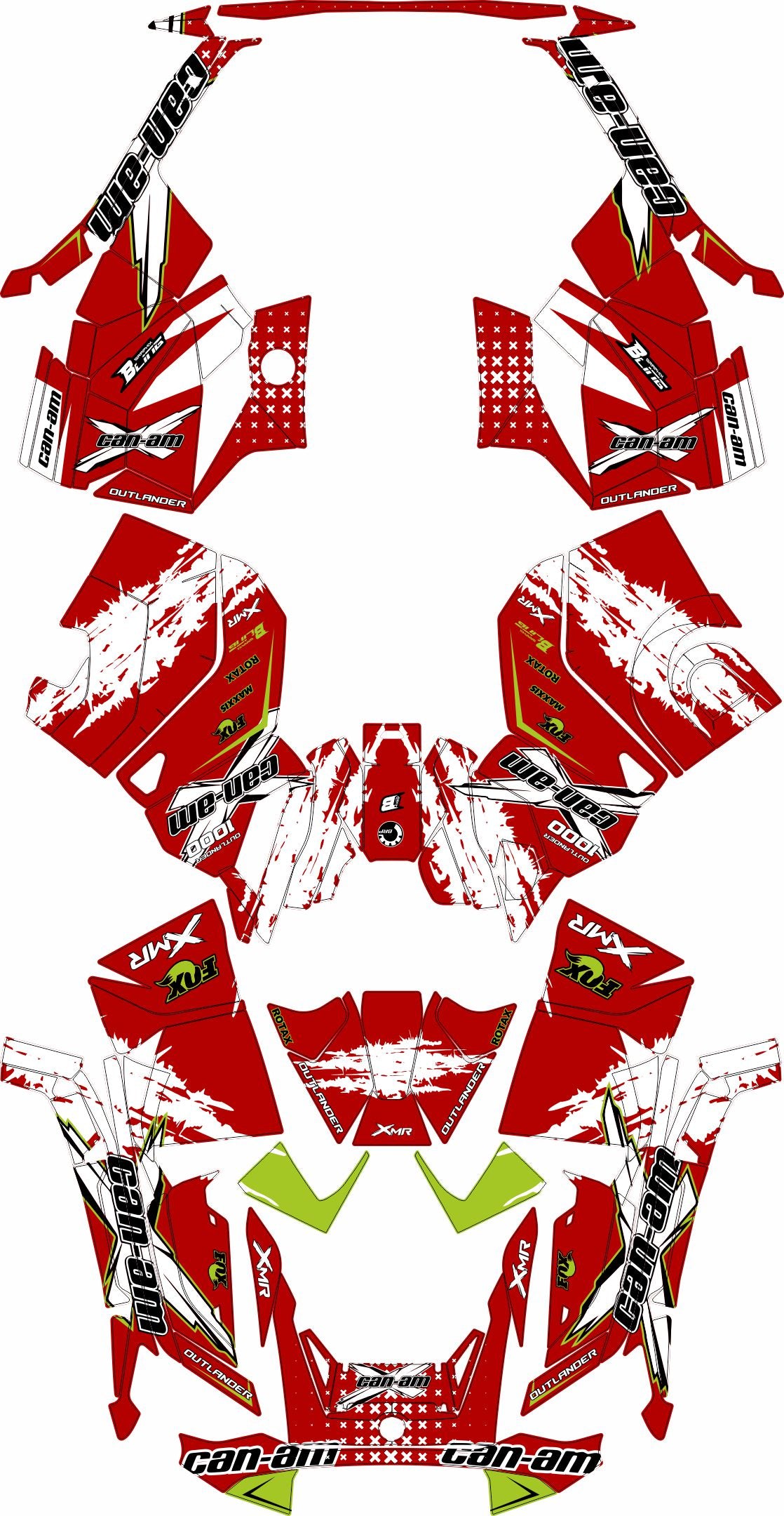 CAN-AM OUTLANDER G3 2025-2027 FULL GRAPHICS KIT "PHASE-X RED" DESIGN