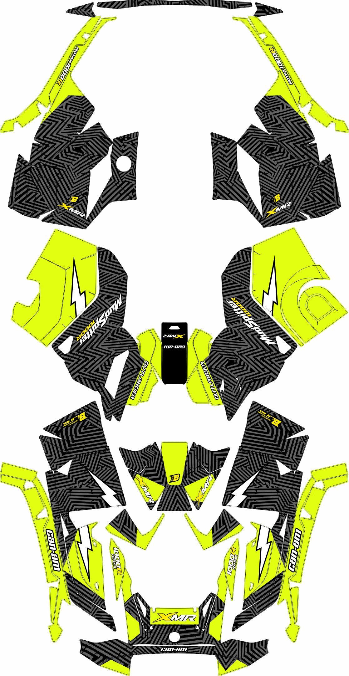CAN-AM OUTLANDER G3 2025-2027 FULL GRAPHICS KIT "GRIDLOCK NEON YELLOW" DESIGN