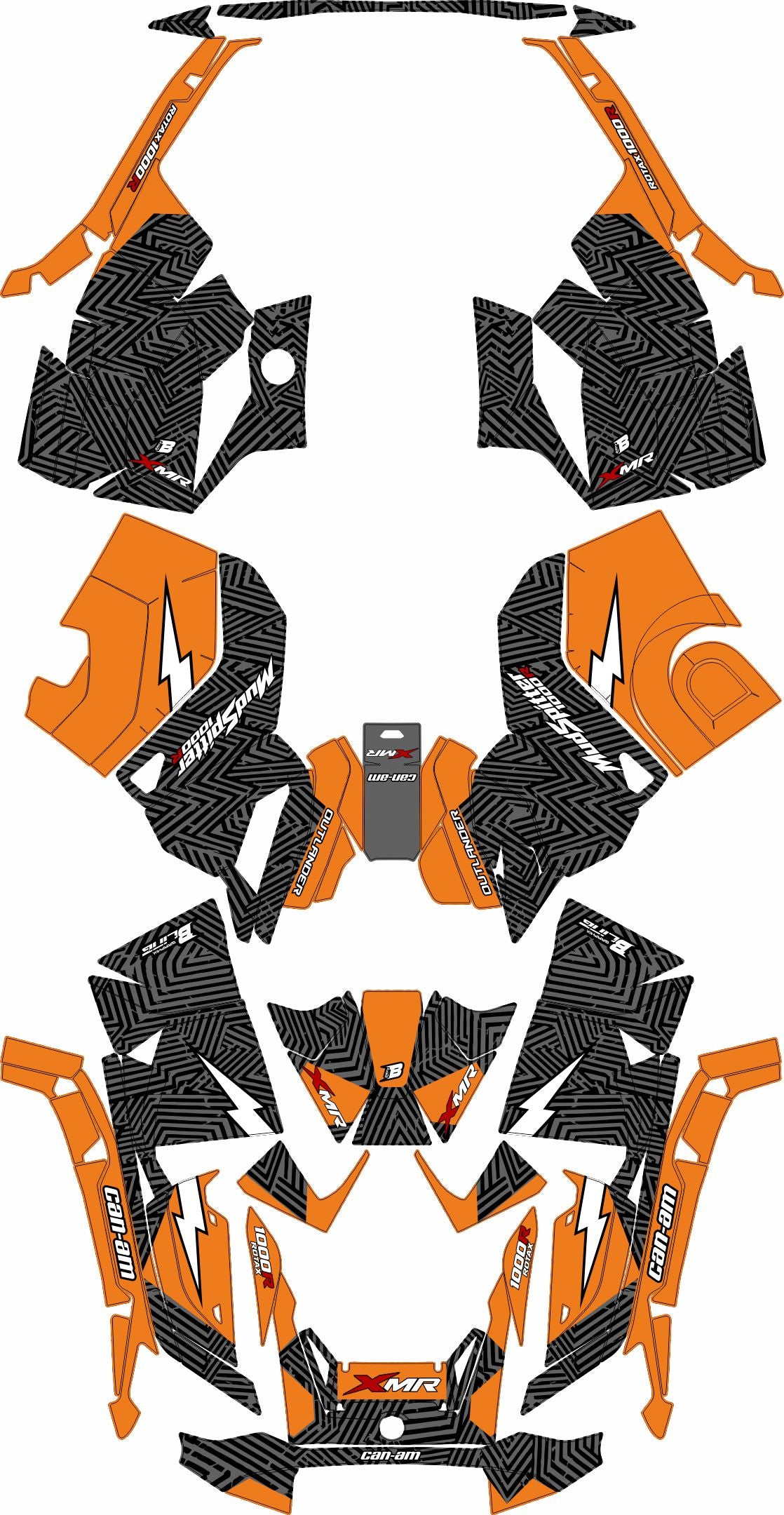 CAN-AM OUTLANDER G3 2025-2027 FULL GRAPHICS KIT "GRIDLOCK ORANGE" DESIGN