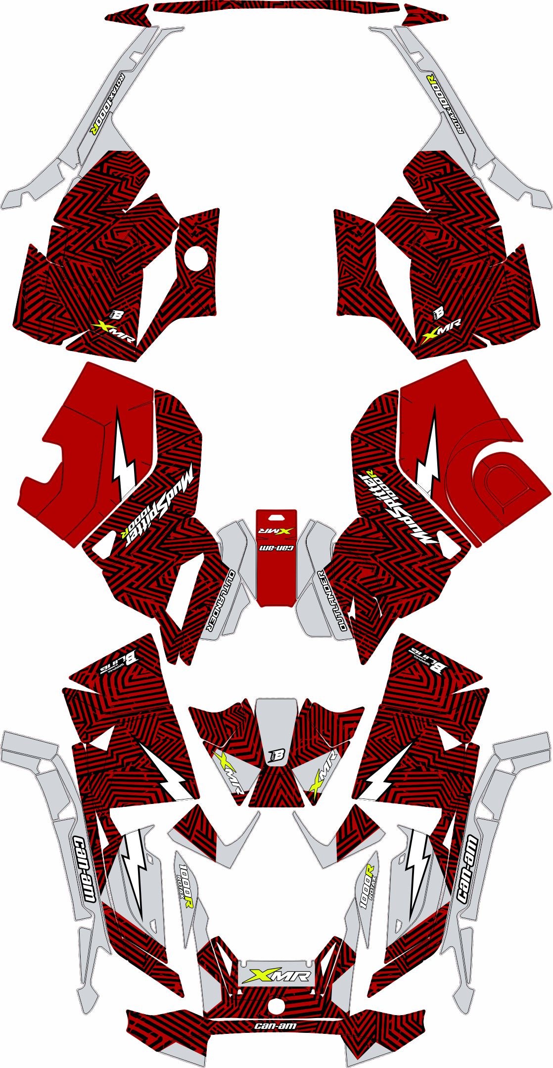 CAN-AM OUTLANDER G3 2025-2027 FULL GRAPHICS KIT "GRIDLOCK RED" DESIGN