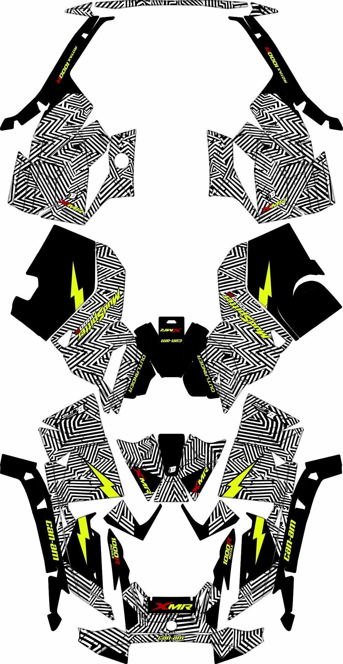 CAN-AM OUTLANDER G3 2025-2027 FULL GRAPHICS KIT "GRIDLOCK WHITE" DESIGN