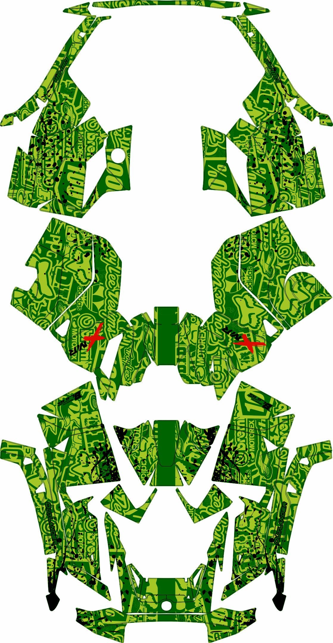 CAN-AM OUTLANDER G3 2025-2027 FULL GRAPHICS KIT "LOGOBOOM GREEN" DESIGN