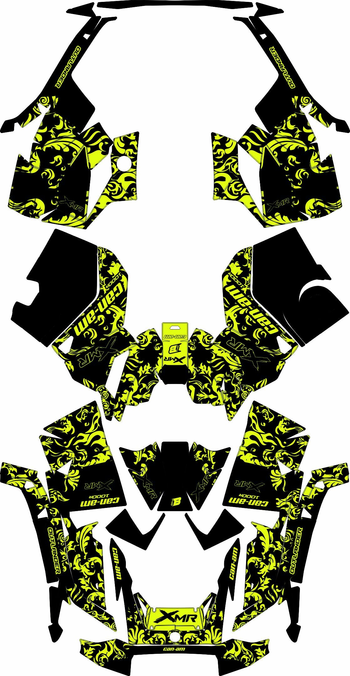 CAN-AM OUTLANDER G3 2025-2027 FULL GRAPHICS KIT "MOTTLED NEON YELLOW" DESIGN