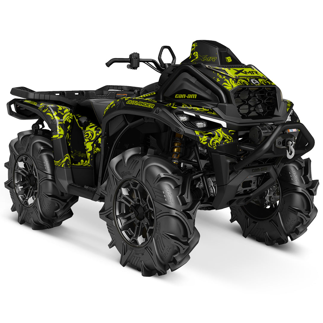 CAN-AM OUTLANDER G3 2025-2027 FULL GRAPHICS KIT "MOTTLED NEON YELLOW" DESIGN