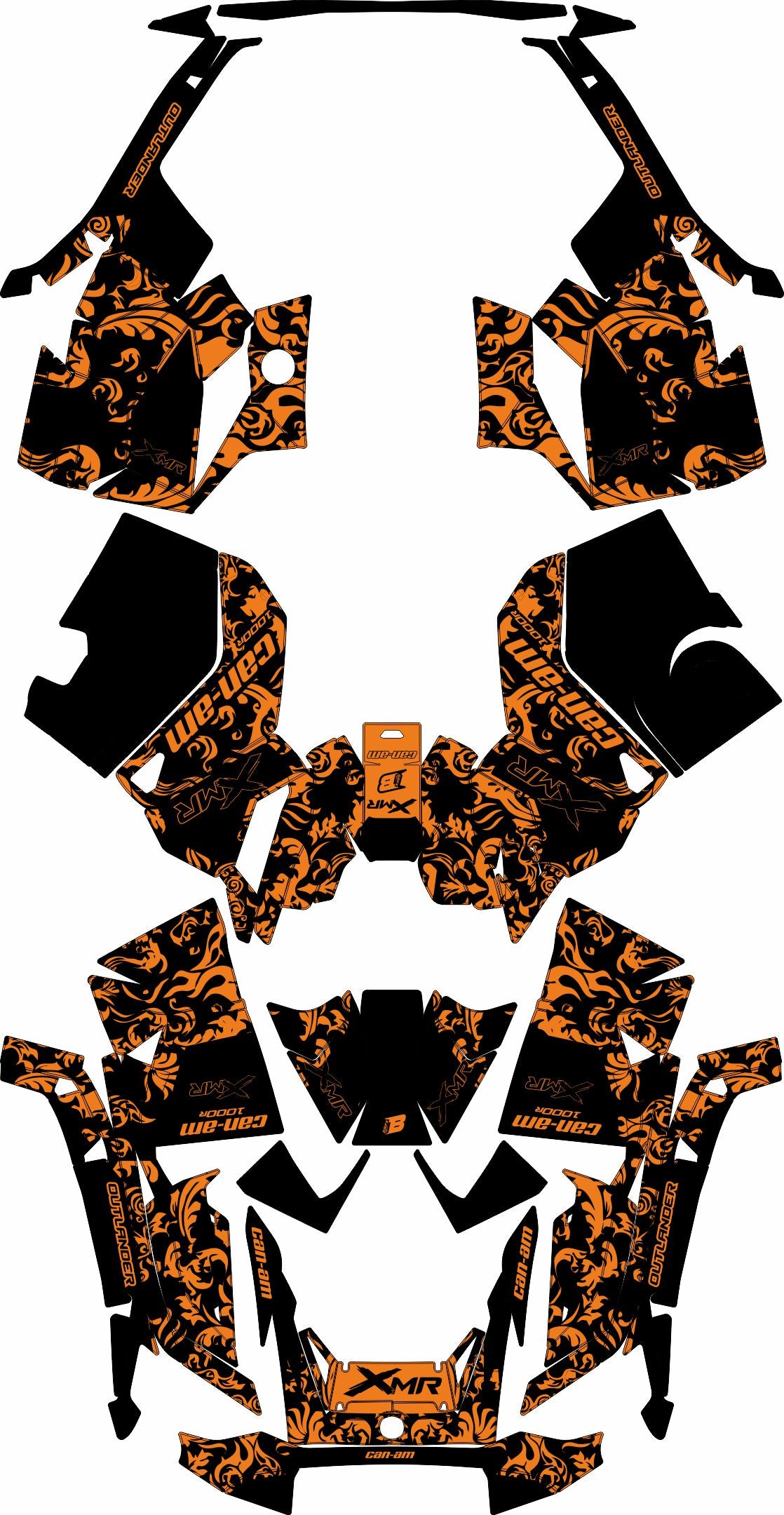 CAN-AM OUTLANDER G3 2025-2027 FULL GRAPHICS KIT "MOTTLED ORANGE" DESIGN