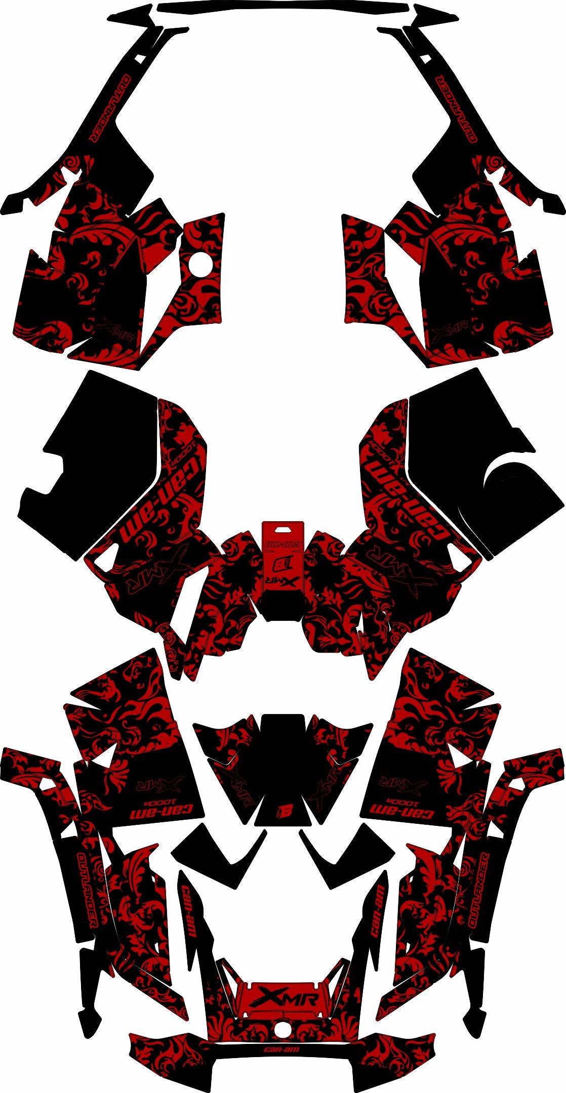 CAN-AM OUTLANDER G3 2025-2027 FULL GRAPHICS KIT "MOTTLED RED" DESIGN