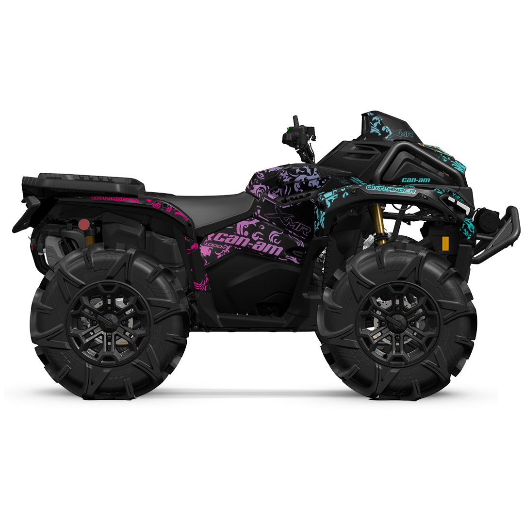 CAN-AM OUTLANDER G3 2025-2027 FULL GRAPHICS KIT "MOTTLED TEAL PINK" DESIGN