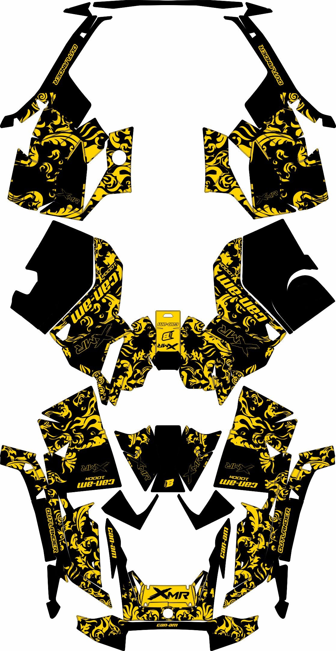 CAN-AM OUTLANDER G3 2025-2027 FULL GRAPHICS KIT "MOTTLED YELLOW" DESIGN