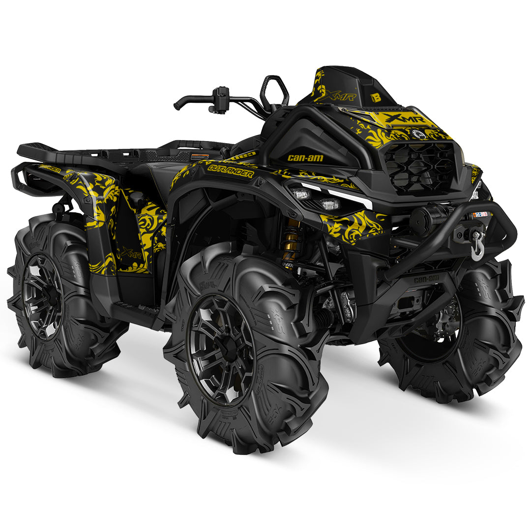 CAN-AM OUTLANDER G3 2025-2027 FULL GRAPHICS KIT "MOTTLED YELLOW" DESIGN