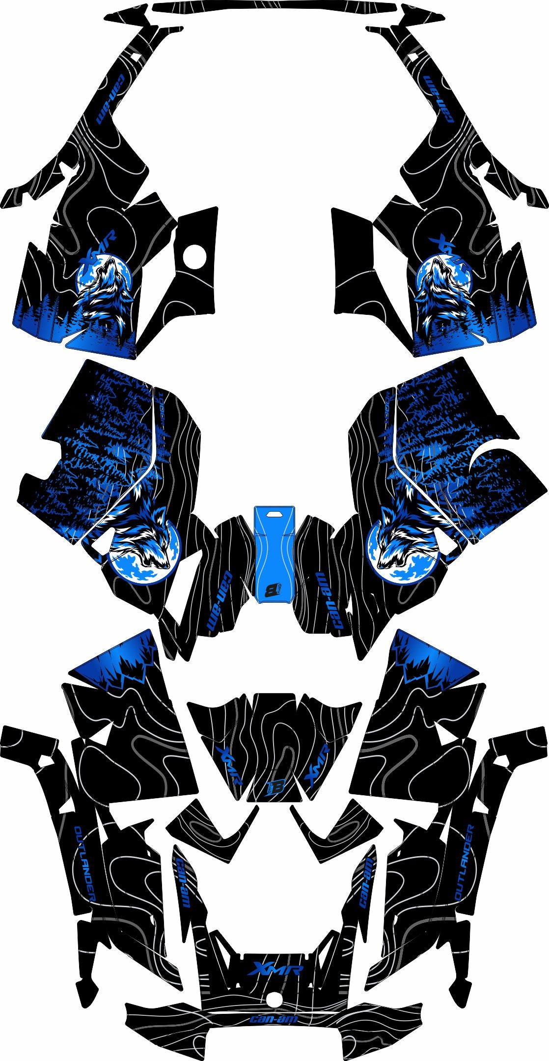 CAN-AM OUTLANDER G3 2025-2027 FULL GRAPHICS KIT "VOLF BLUE" DESIGN