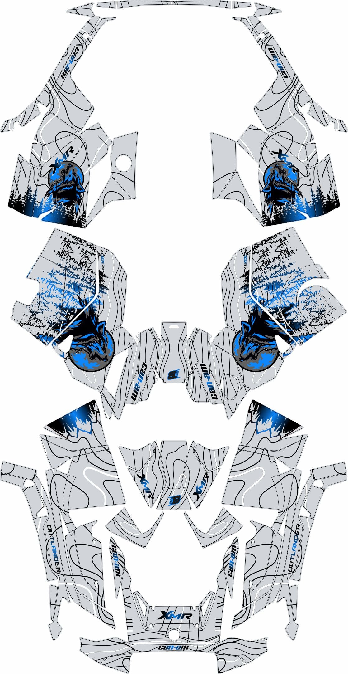 CAN-AM OUTLANDER G3 2025-2027 FULL GRAPHICS KIT "VOLF GREY" DESIGN