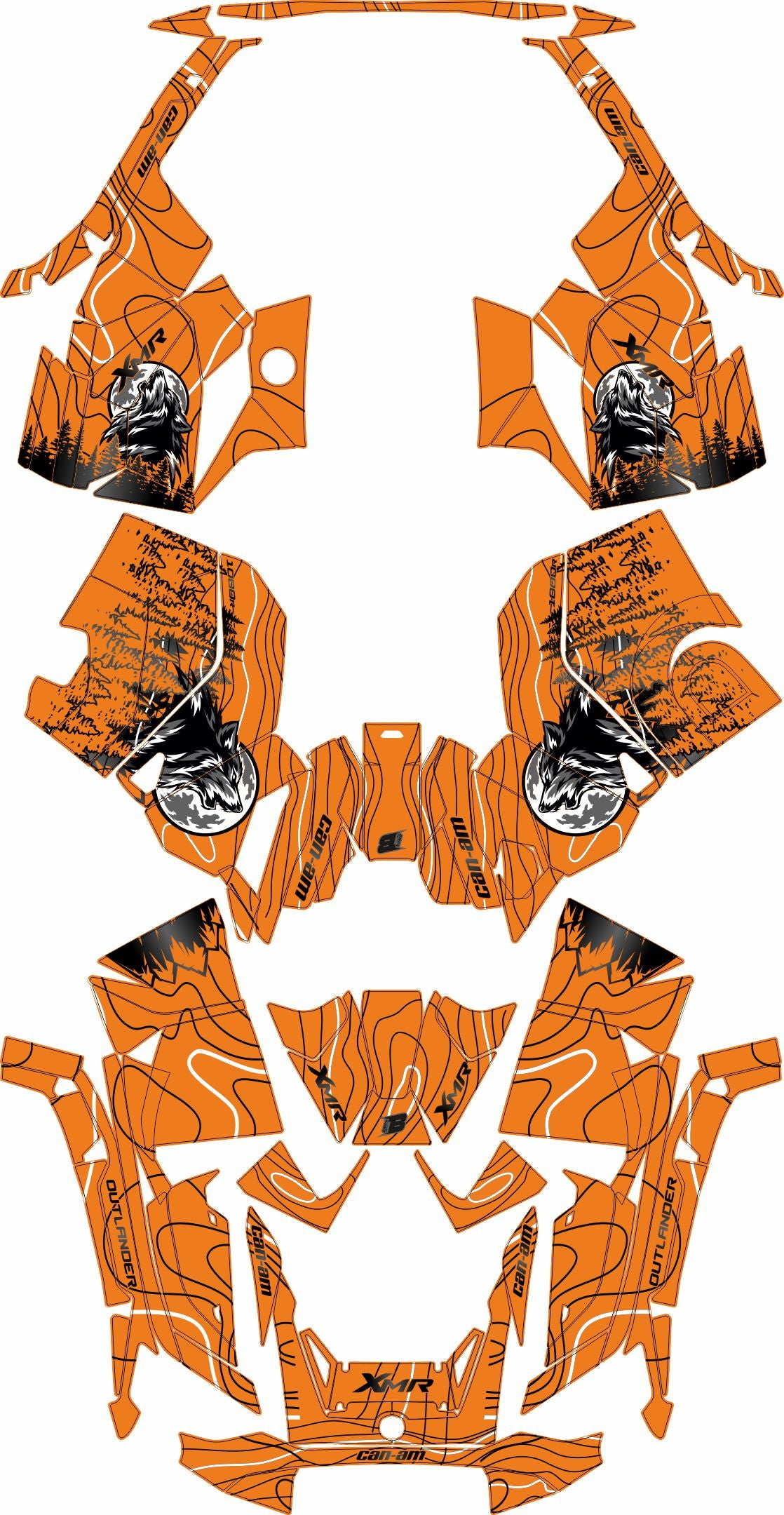 CAN-AM OUTLANDER G3 2025-2027 FULL GRAPHICS KIT "VOLF ORANGE" DESIGN