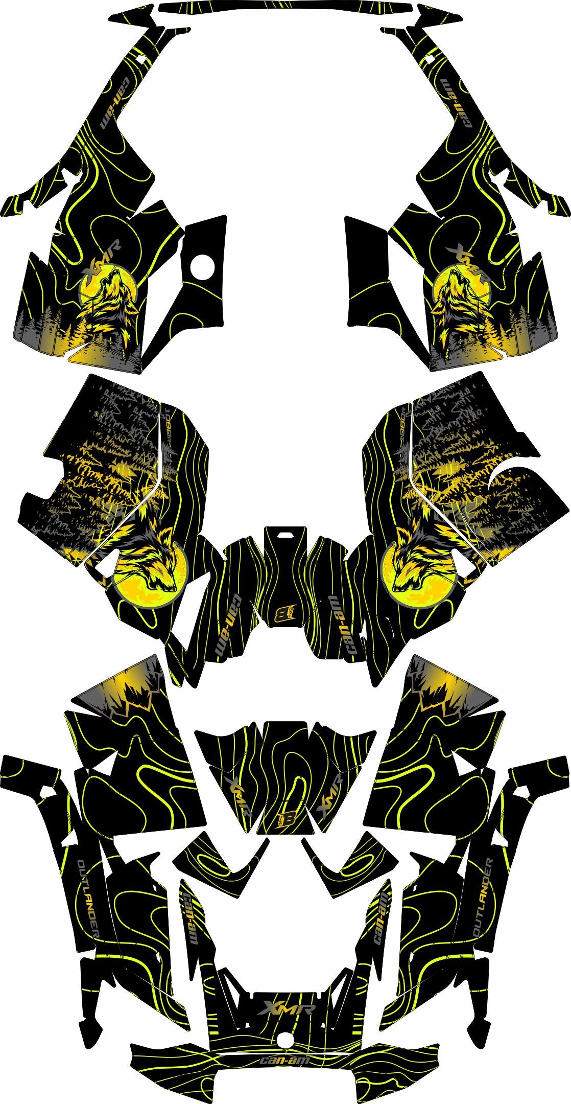 CAN-AM OUTLANDER G3 2025-2027 FULL GRAPHICS KIT "VOLF YELLOW" DESIGN