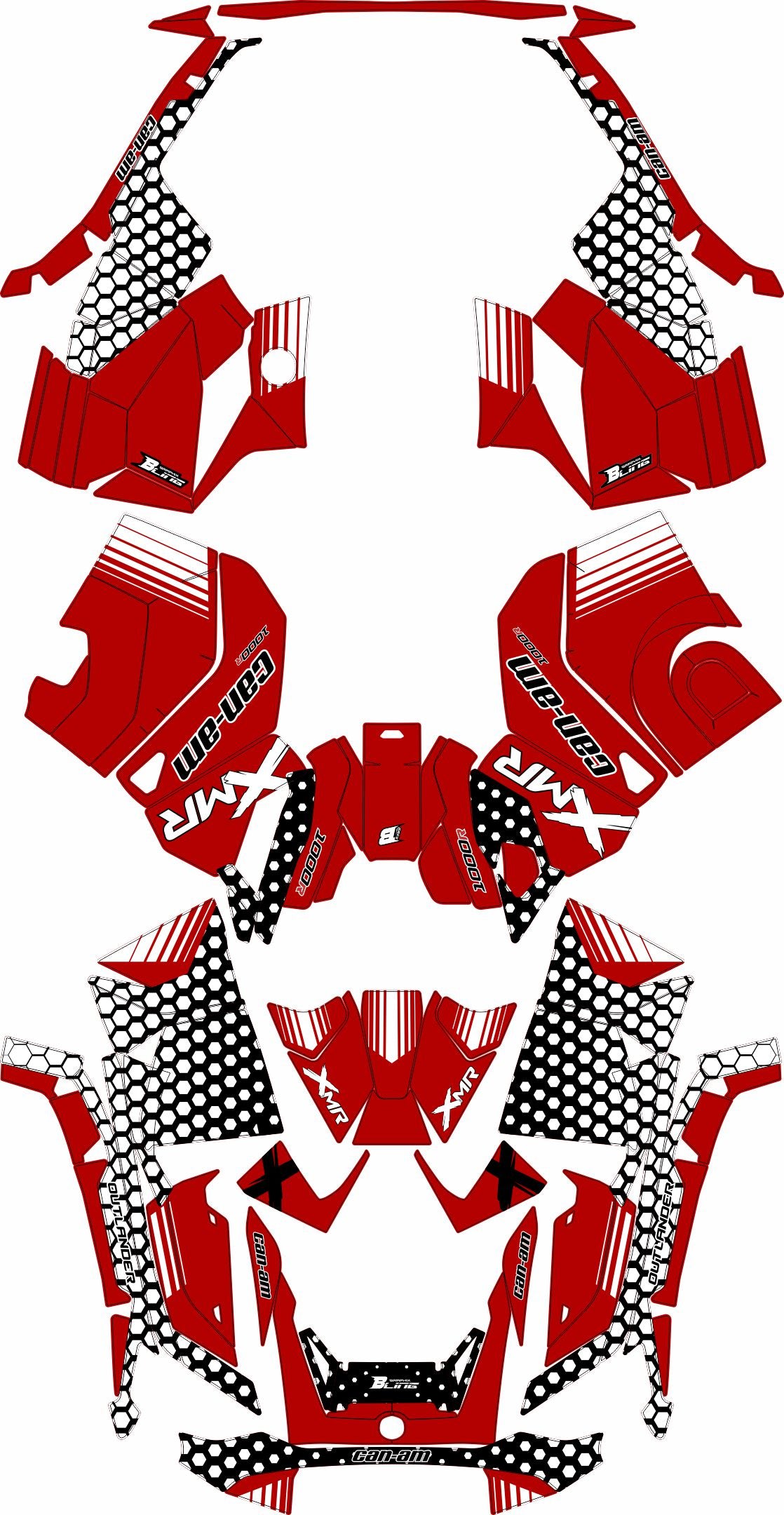 CAN-AM OUTLANDER G3 2025-2027 FULL GRAPHICS KIT "RADON RED" DESIGN