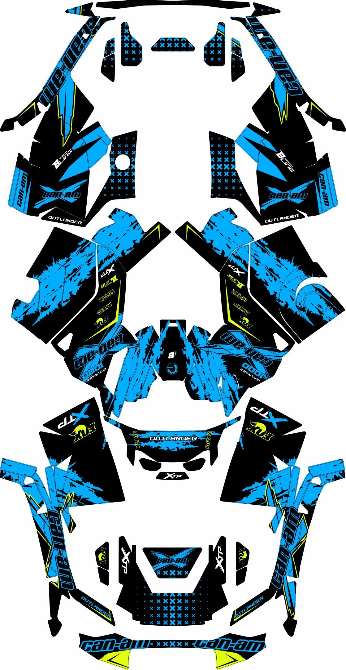 CAN-AM OUTLANDER G3 2025-2027 FULL GRAPHICS KIT "PHASE-X BLUE" DESIGN