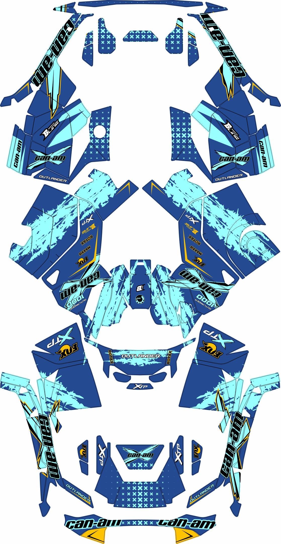 CAN-AM OUTLANDER G3 2025-2027 FULL GRAPHICS KIT "PHASE-X ICE BLUE" DESIGN