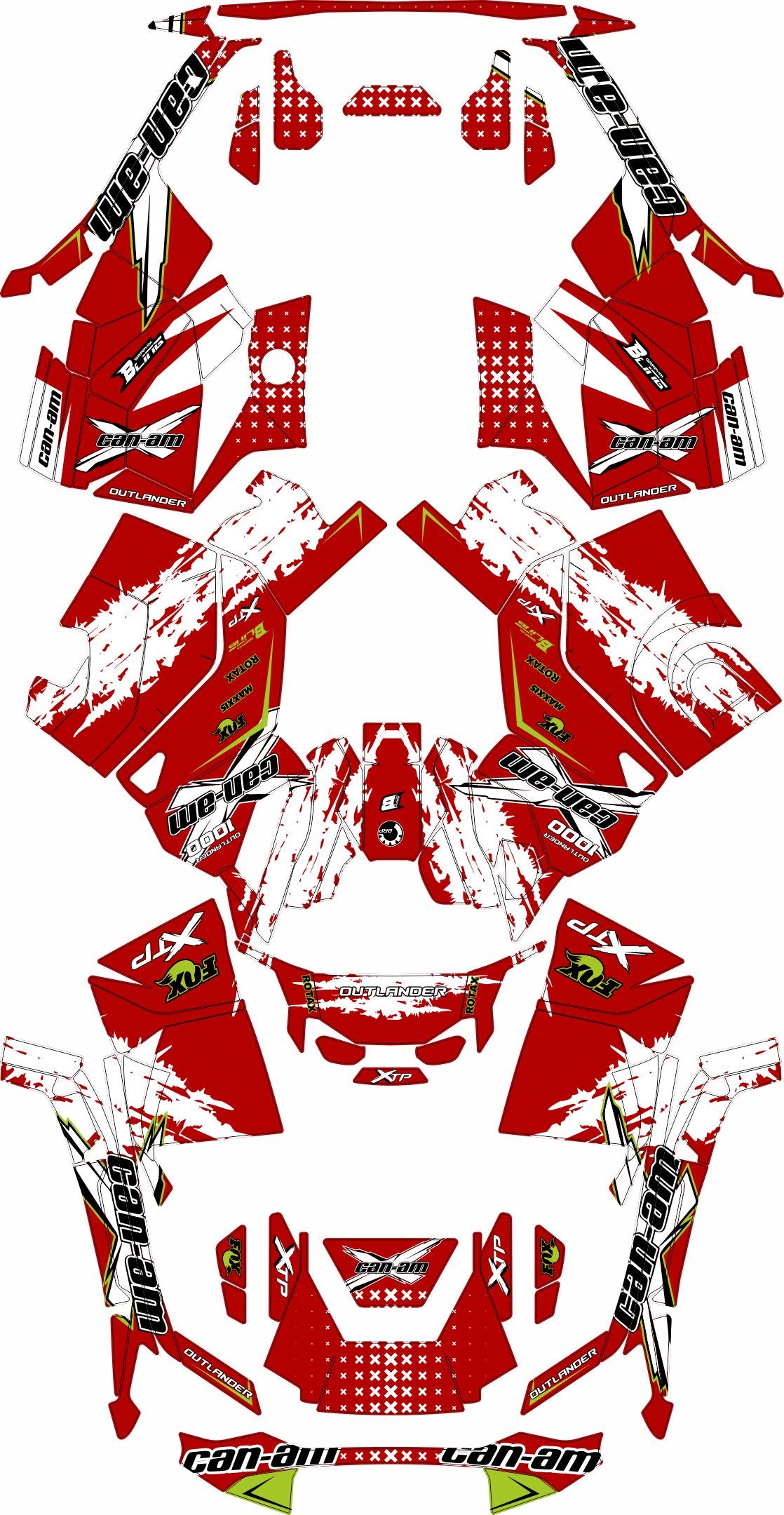 CAN-AM OUTLANDER G3 2025-2027 FULL GRAPHICS KIT "PHASE-X RED" DESIGN