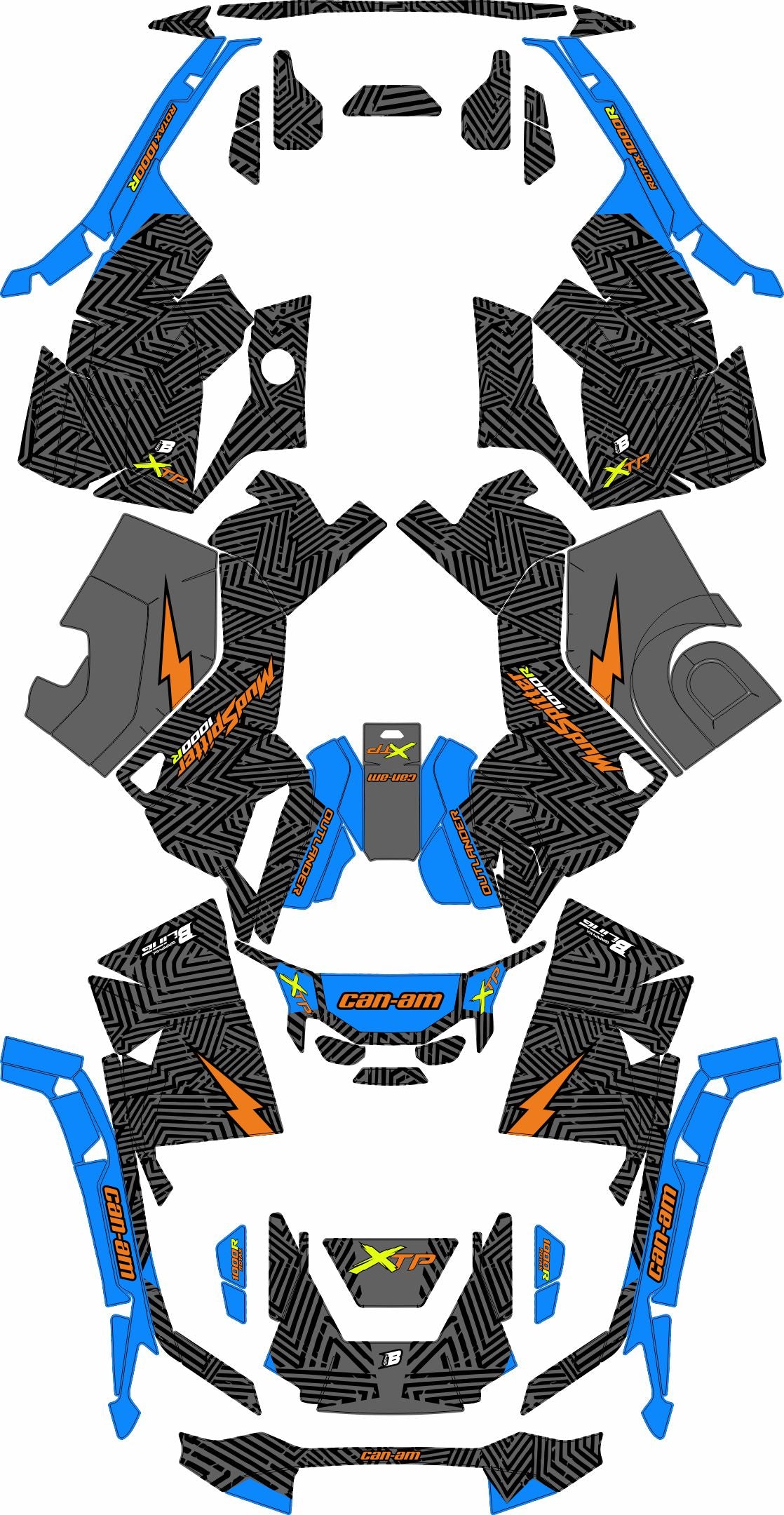CAN-AM OUTLANDER G3 2025-2027 FULL GRAPHICS KIT "GRIDLOCK BLUE" DESIGN