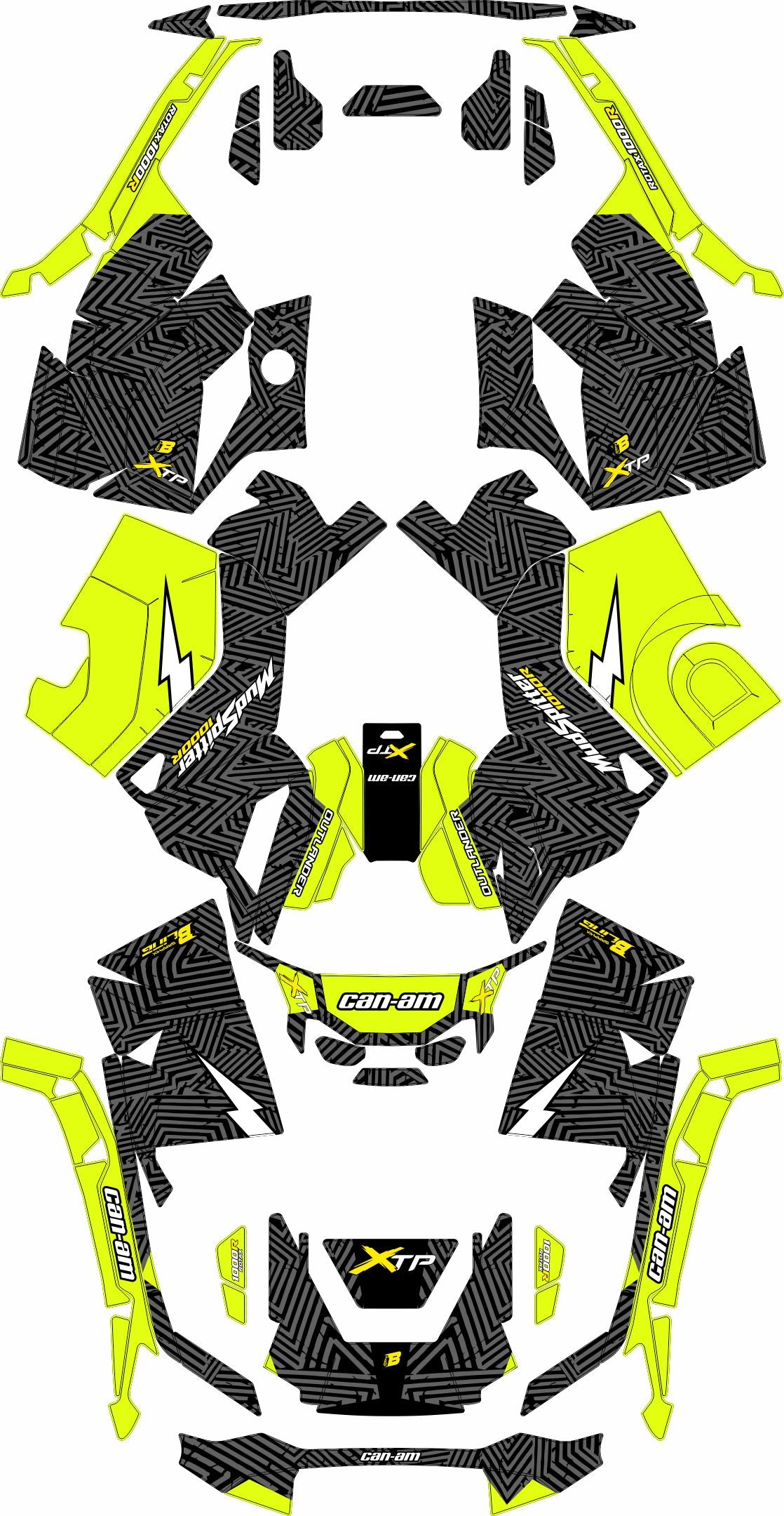 CAN-AM OUTLANDER G3 2025-2027 FULL GRAPHICS KIT "GRIDLOCK NEON YELLOW" DESIGN