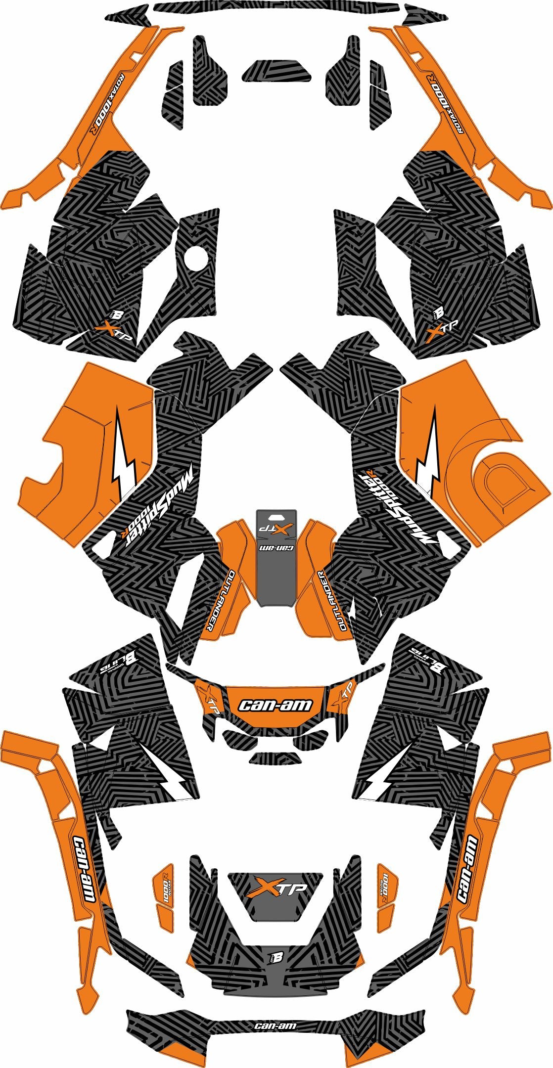 CAN-AM OUTLANDER G3 2025-2027 FULL GRAPHICS KIT "GRIDLOCK ORANGE" DESIGN