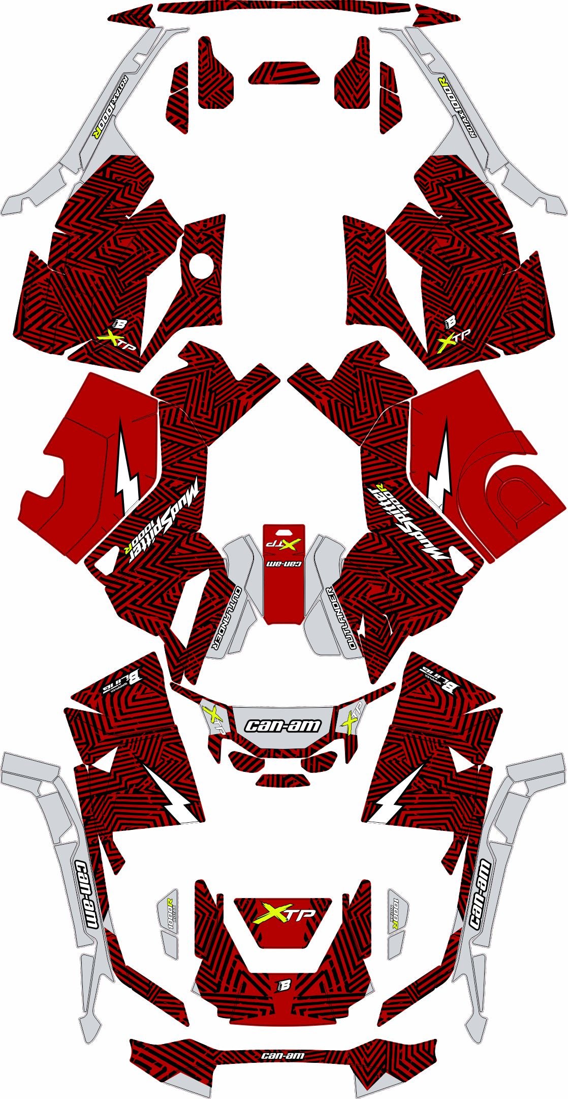 CAN-AM OUTLANDER G3 2025-2027 FULL GRAPHICS KIT "GRIDLOCK RED" DESIGN