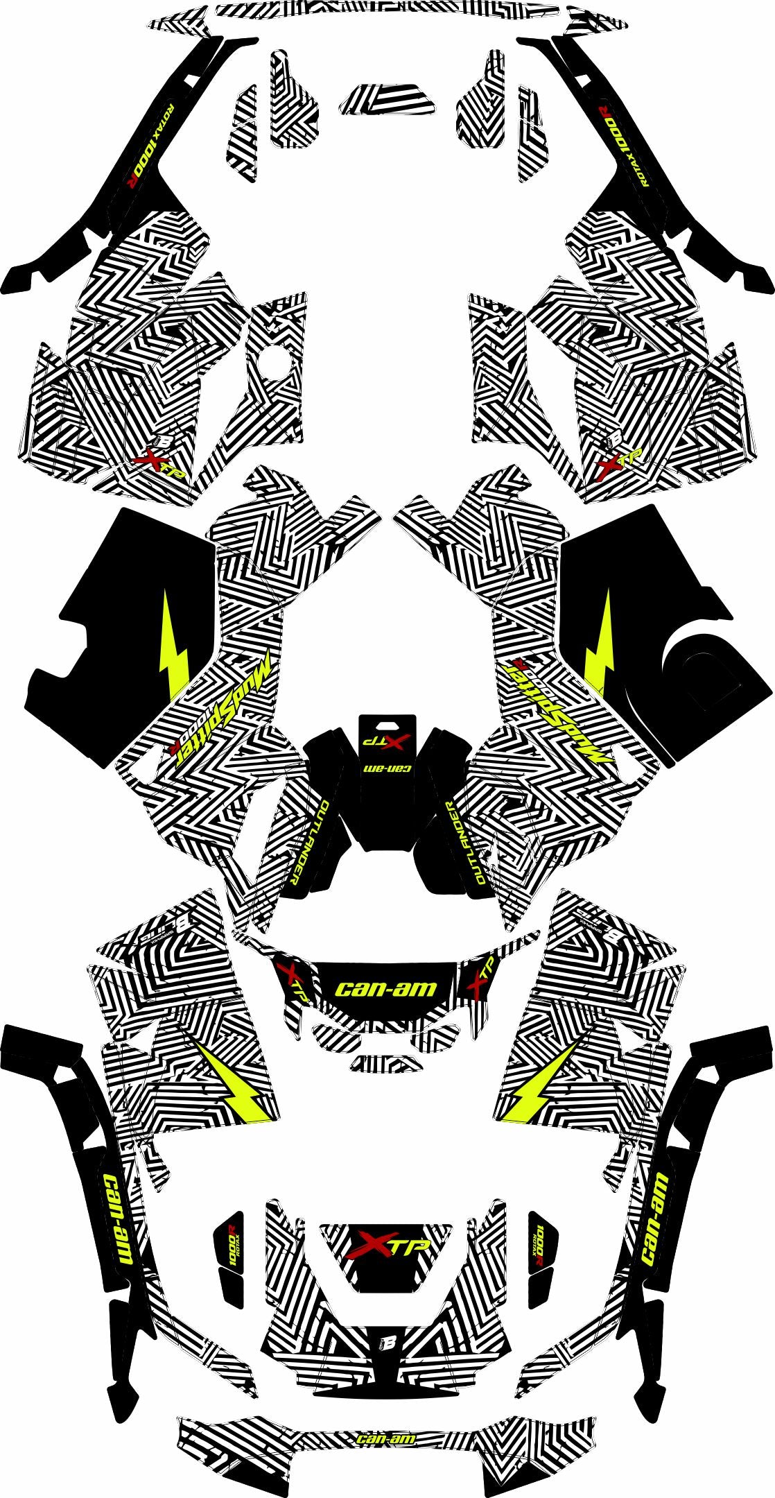 CAN-AM OUTLANDER G3 2025-2027 FULL GRAPHICS KIT "GRIDLOCK WHITE" DESIGN
