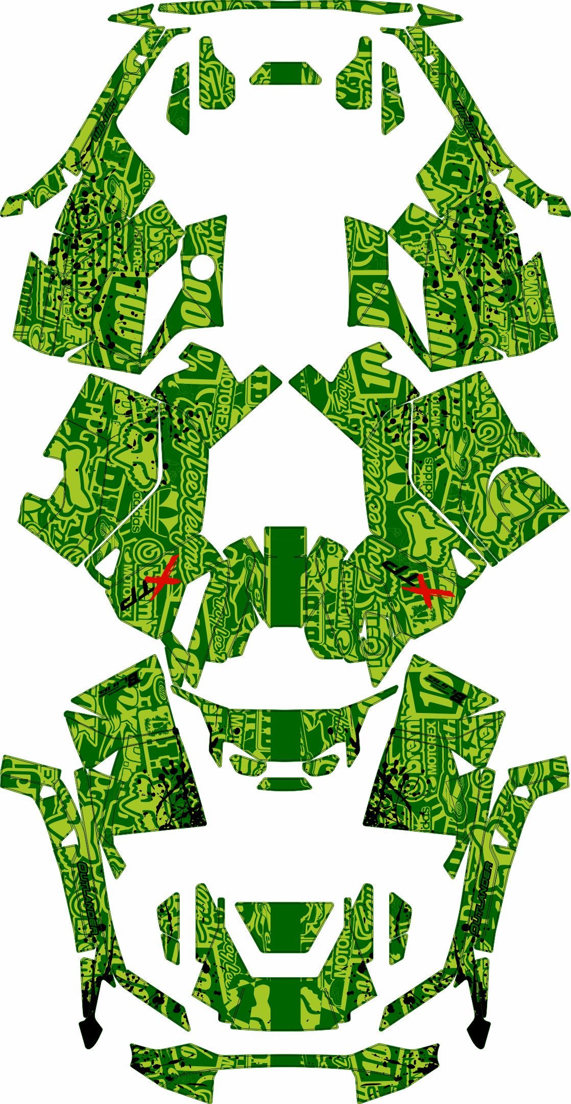 CAN-AM OUTLANDER G3 2025-2027 FULL GRAPHICS KIT "LOGOBOOM GREEN" DESIGN