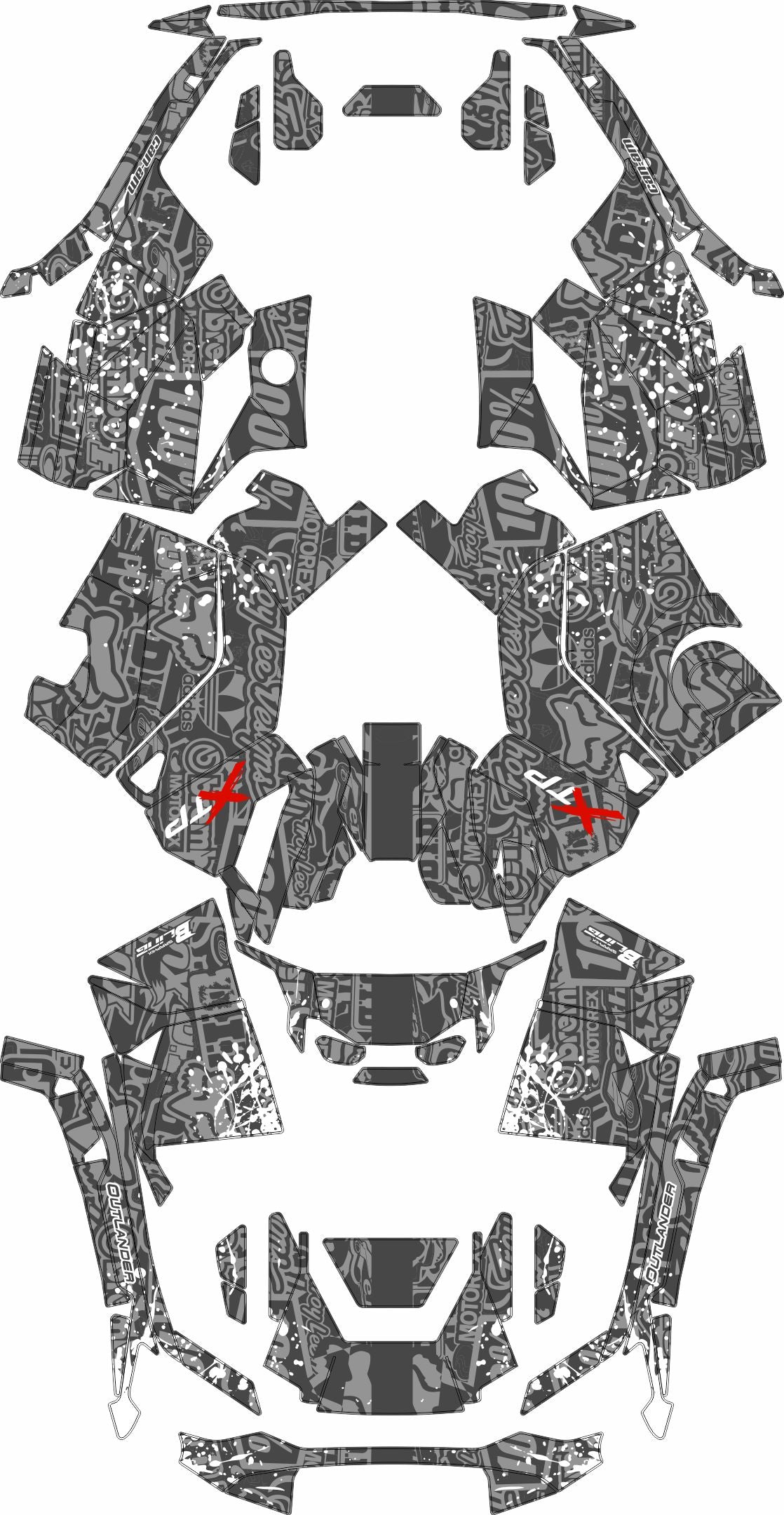 CAN-AM OUTLANDER G3 2025-2027 FULL GRAPHICS KIT "LOGOBOOM GREY" DESIGN